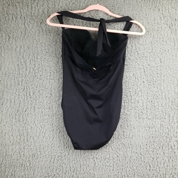 Boston Proper Swim Womens 8 C/D Cup One Piece Black Underwire Ruched Swimsuit - Picture 3 of 7